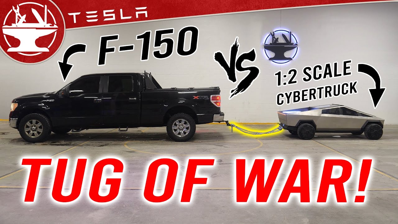 1: 2 Tesla Cybertruck VS Ford F-150 (UJI TOW!) 1