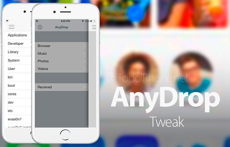 AnyDrop untuk berbagi, dengan AirDrop, Foto, Video, Musik dan file lainnya antara semua iPhone dan iPad 1