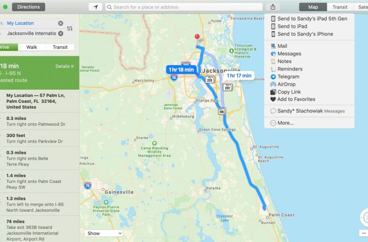 Cara berbagi petunjuk dari Maps di Mac ke iPhone, AirDrop, Pesan, dan lainnya 1