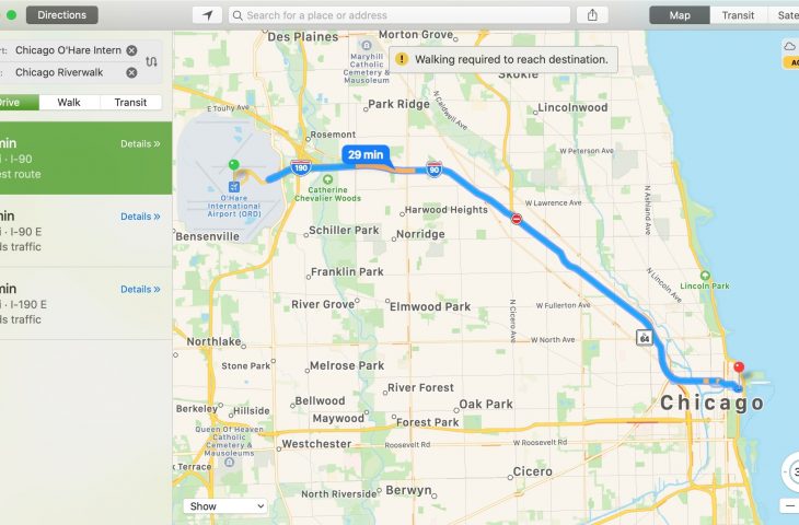 Bagaimana mengukur jarak antar lokasi di Apple Peta 1