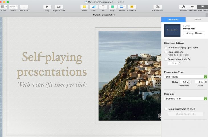 Cara memutar presentasi dan slide secara otomatis di Keynote 1