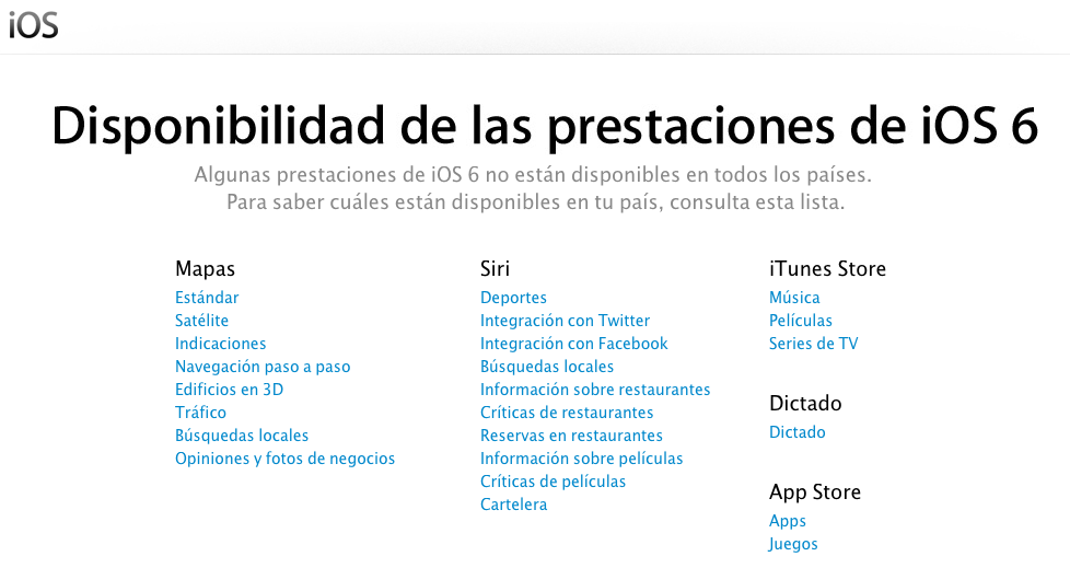 Periksa ketersediaan fitur iOS 6 di negara Anda 1