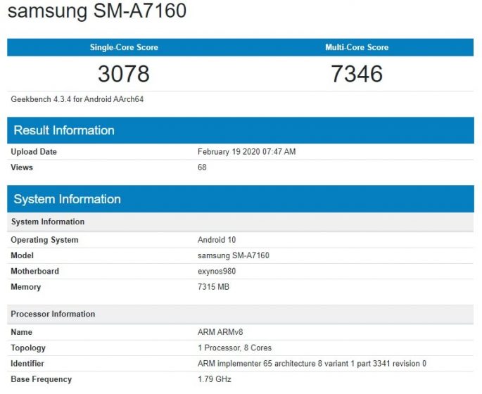 Samsung Galaxy A71 5G kommer med Exynos 980 och Android 10