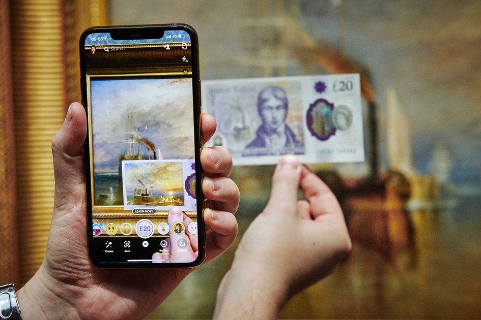 Filter Snapchat menghidupkan uang kertas £ 20 baru, menghidupkan lukisan Turner di AR