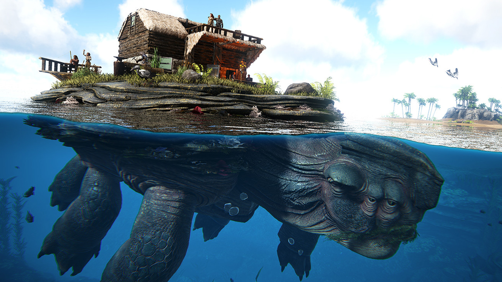 Du kan temma en gigantisk havssköldpadda och bygga ett hus på ryggen i Ark: Genesis