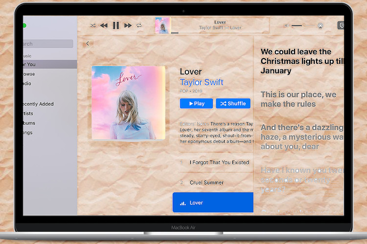 Cara menampilkan waktu sinkronisasi lirik di Apple Musik di Mac 1