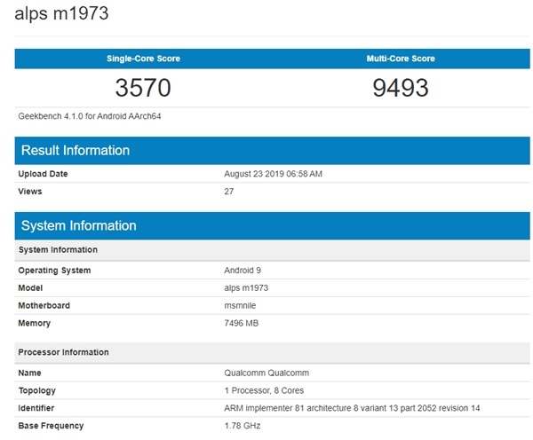 Meizu 16s Pro anländer till Geekbench med den nya Snapdragon 855+ chipset 1