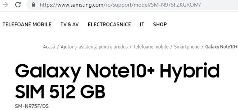 Samsung bekräftade av misstag Galaxy Note 10+ 1
