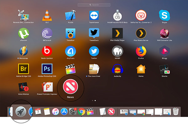 Apple News-applikation på Launchpad på macOS Mojave