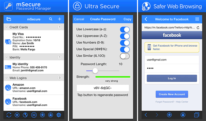 mSecure Security Skärmdump av iPhone- och iPad-applikationer