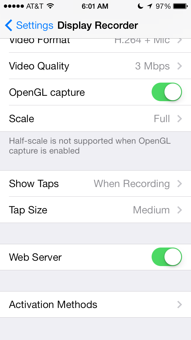 Display Recorder Cydia tweak - perekam layar iPhone