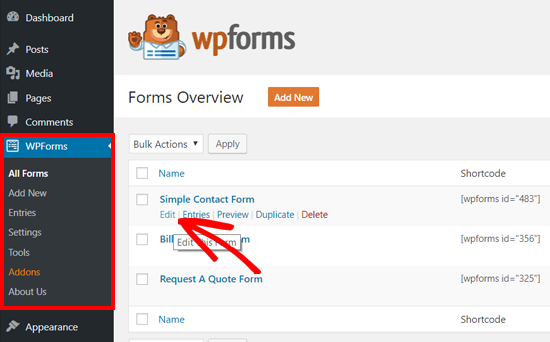 Edit Formulir yang Dibuat dengan WPForms