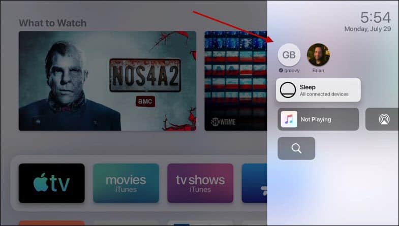 Lägga till aktiva användare och kontoswitchar för Apple TV Running tvOS 13 3