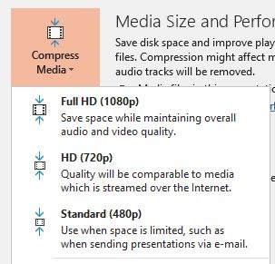 Minska storleken på Powerpoint-komprimera mediafilens kvalitet