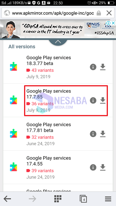 pilih google play service