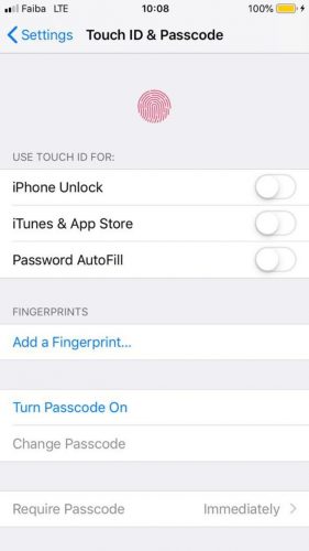 Lås applikationen för Iphone Passid Touchid Password Settings