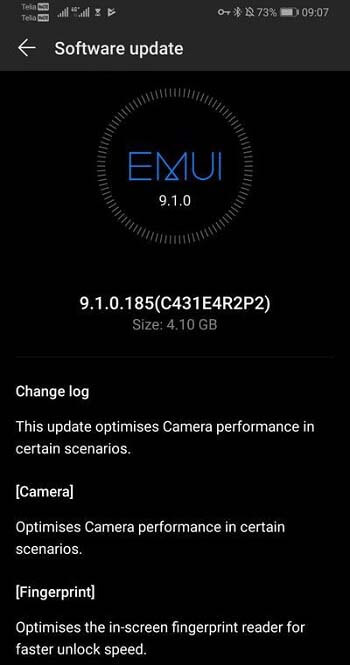 Pembaruan Huawei P30 / P30 Pro EMUI 9.1.0.185 menghadirkan Patch Keamanan Juli dan peningkatan sensor sidik jari 1