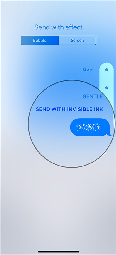 Skicka osynliga bläcktextmeddelanden på iPhone