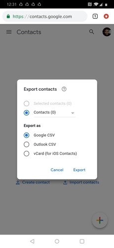 Google Exportera kontakter