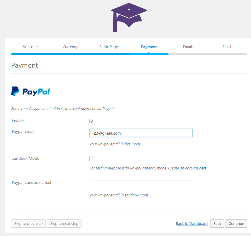Menghubungkan ke PayPal