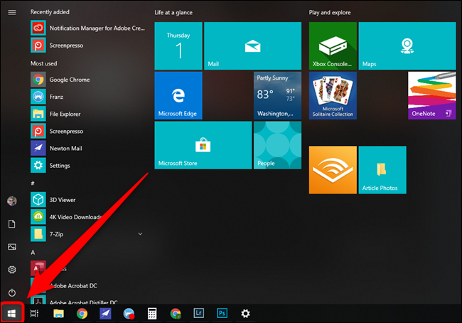Microsoft Windows 10 Tombol Menu Mulai