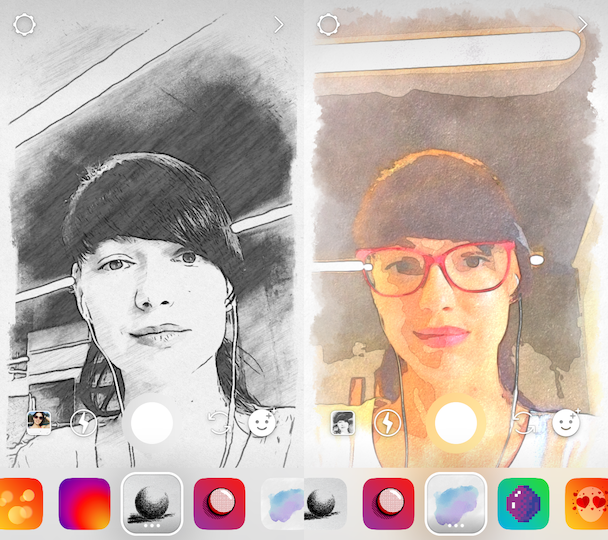 Wajah memfilter dan efek untuk selfie di Instagram Cerita