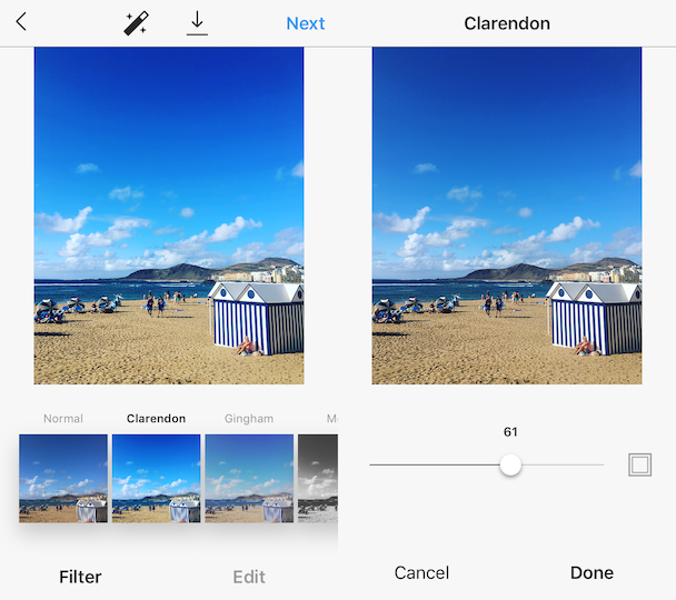 Clarendon, yang terbaik Instagram filter untuk pantai dan alam