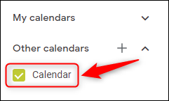 Kalender Outlook ditampilkan di Google Calendars.