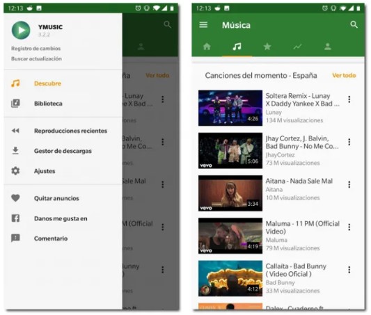 Användning av YMusic Android-applikationen som ersätter YouTube