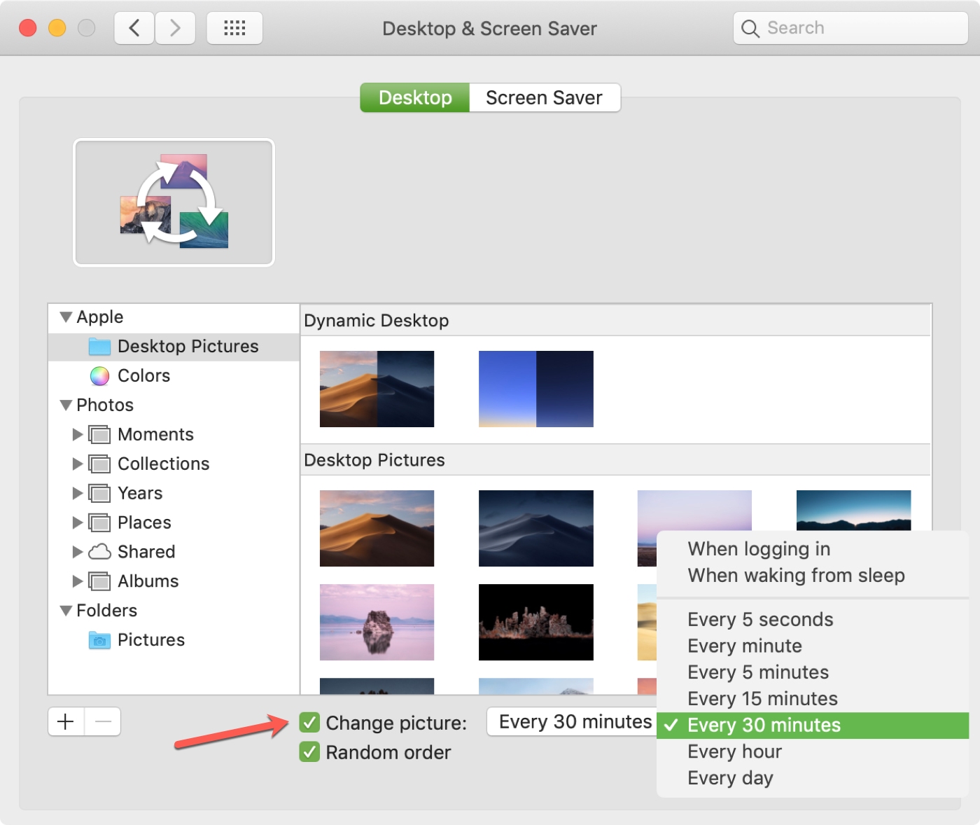 Preferensi Sistem Mac Ubah Wallpaper Desktop Setiap