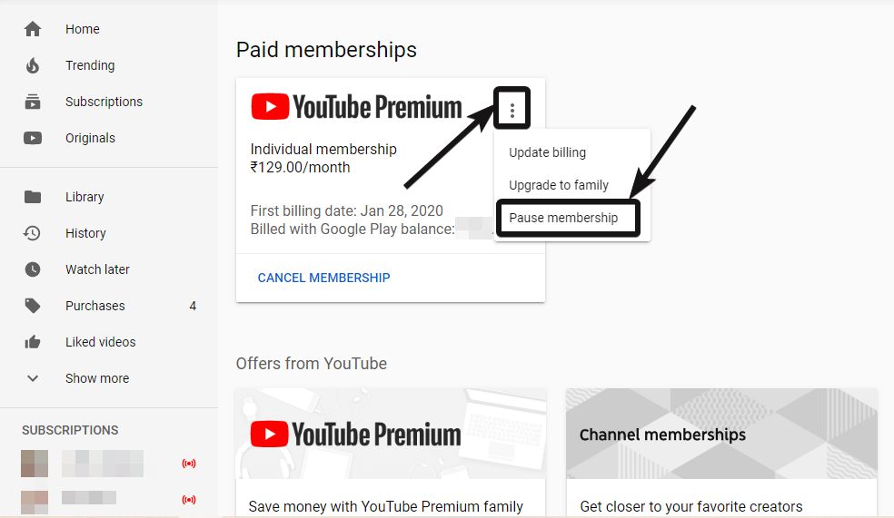 YouTube-sektionen betalade medlemskap