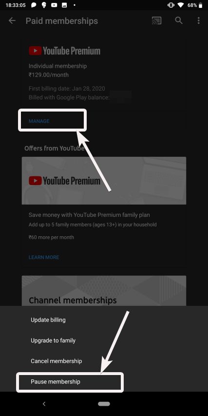 YouTube pausar medlemskap 4