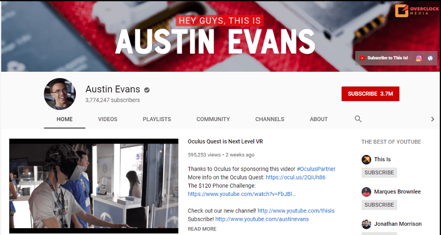 Austin Evans - YouTube Saluran