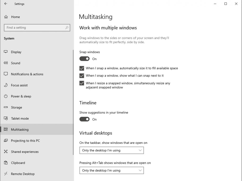 Steg för att aktivera multitasking eller Snap Assist på Windows 10-2