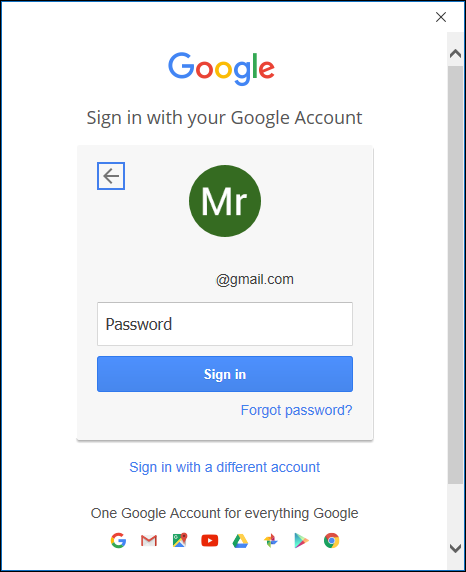 Googles lösenordssida.