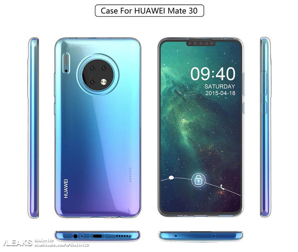 Det påstådda Huawei Mate 30 Pro-fallet hävdar en 5-rund bakkamerainställning