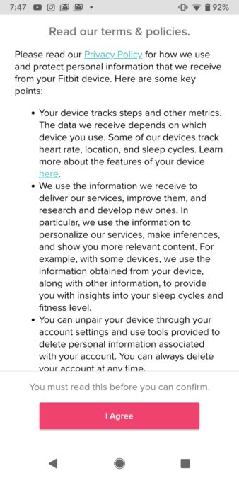 Fitbit-applikationsvillkor