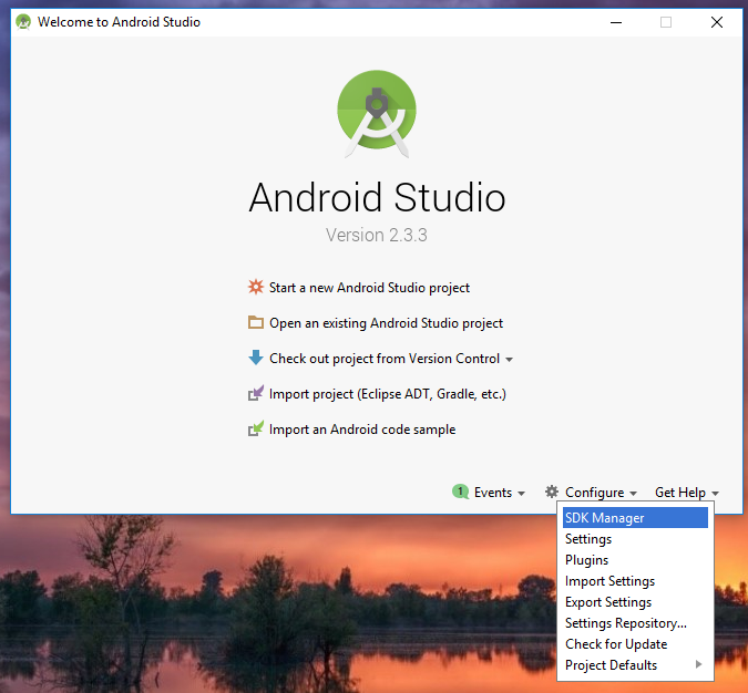 Android Studio - Konfigurera SDK Manager