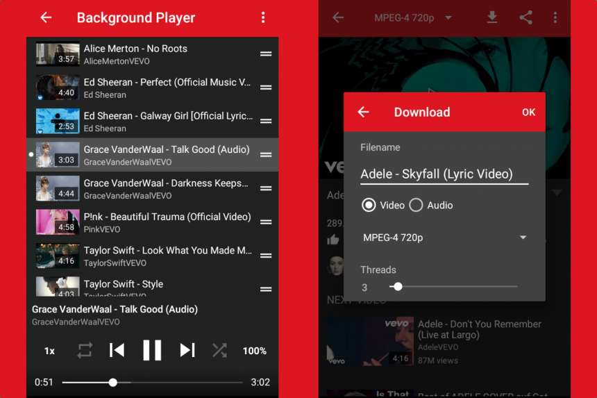 Android-applikation för att lyssna på musik från YouTube 4