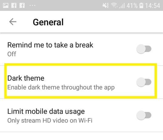 mörkt tema för Android