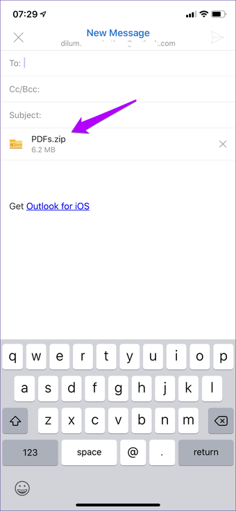 Bifoga en Outlook Icloud-fil till iOS 16