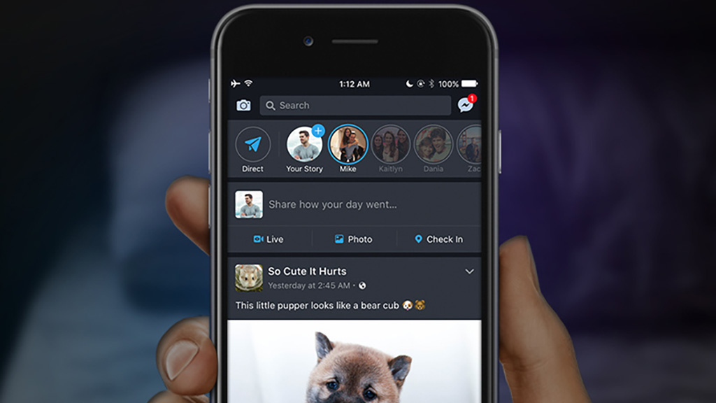 Facebook dark mode Android iOS app rede social modo escuro