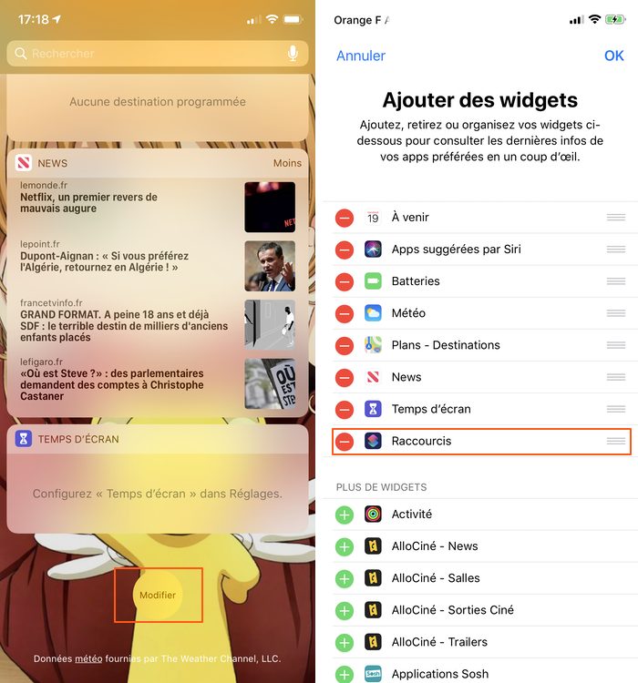 iphone widget raccourcis Les raccourcis iOS dan connaître pour un meilleur use de son iPhone