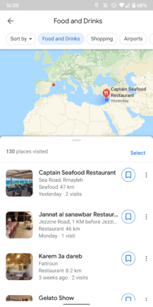 Den visuellt förbättrade tidslinjegruppen för Google Maps besöker platser efter kategori, stad och land [APK Download] 2