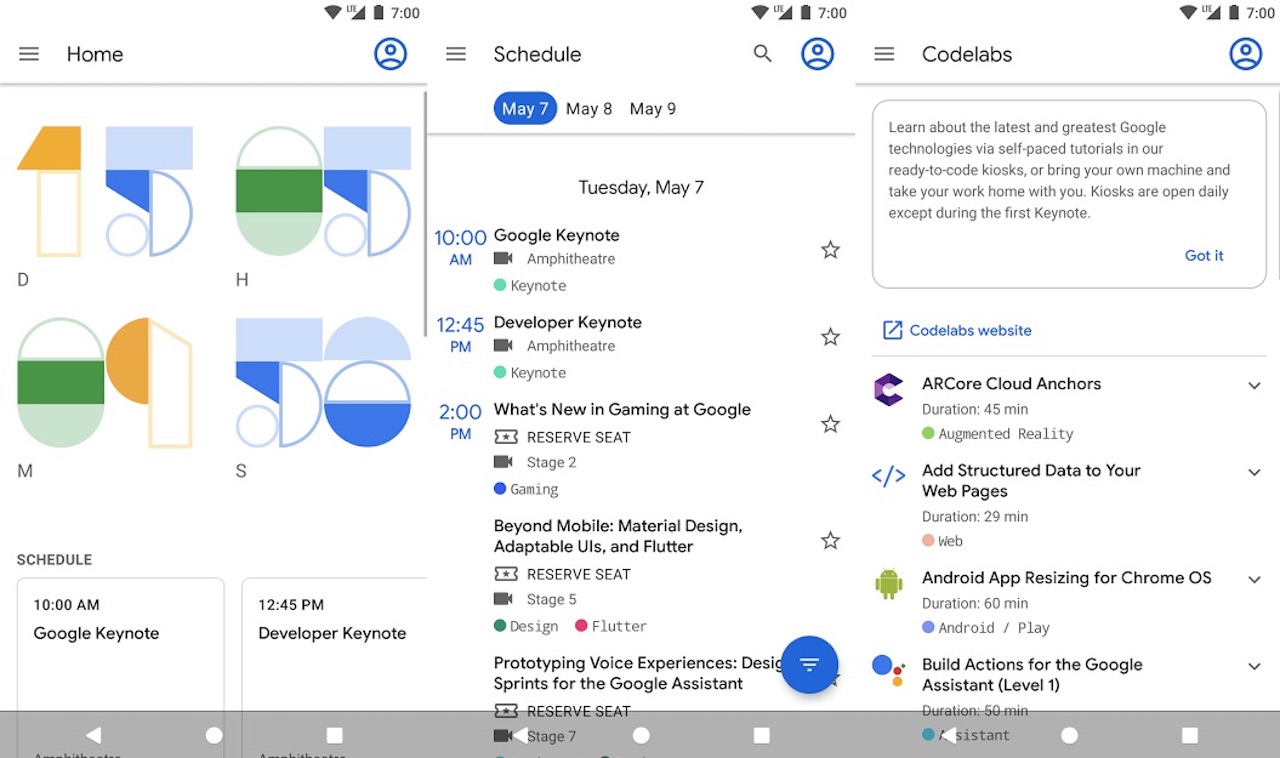 GOOGLE IO APP for Android 2019