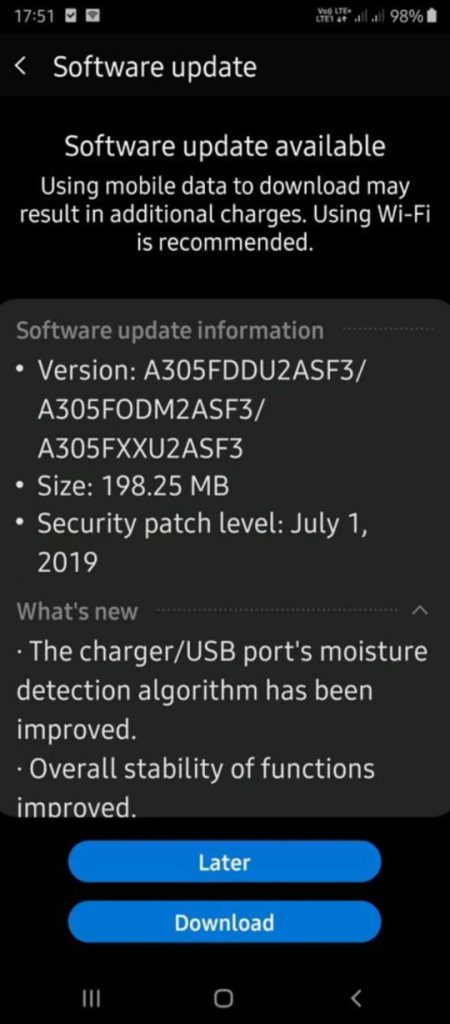 Galaxy S7, S7 Edge dan A30 menerima patch keamanan Juli 3