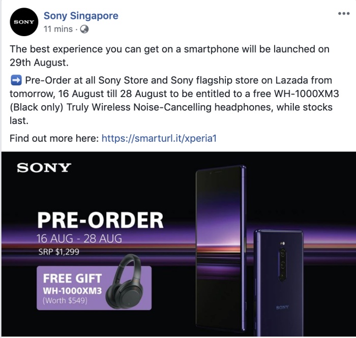 Sony meluncurkan pre-order untuk telepon Xperia 1, bundel WH-1000XM3 headphone peredam bising gratis 1