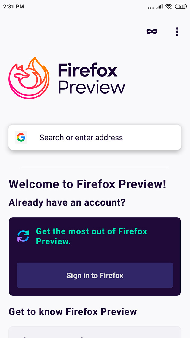 Firefox förhandsvisning 