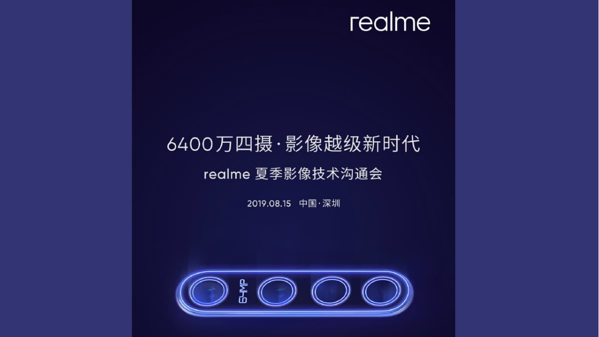 Realme 64-Megapixel Camera Phone to Launch in China on August 15, Company Confirms