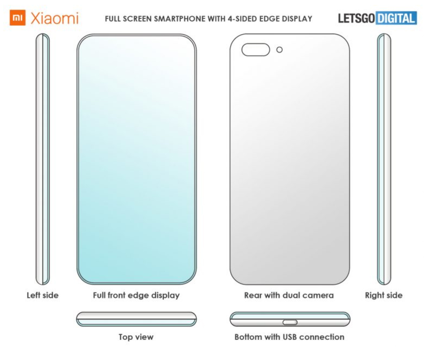 Xiaomi patenterade alla skärmtelefoner med fyra böjda kanter 2 